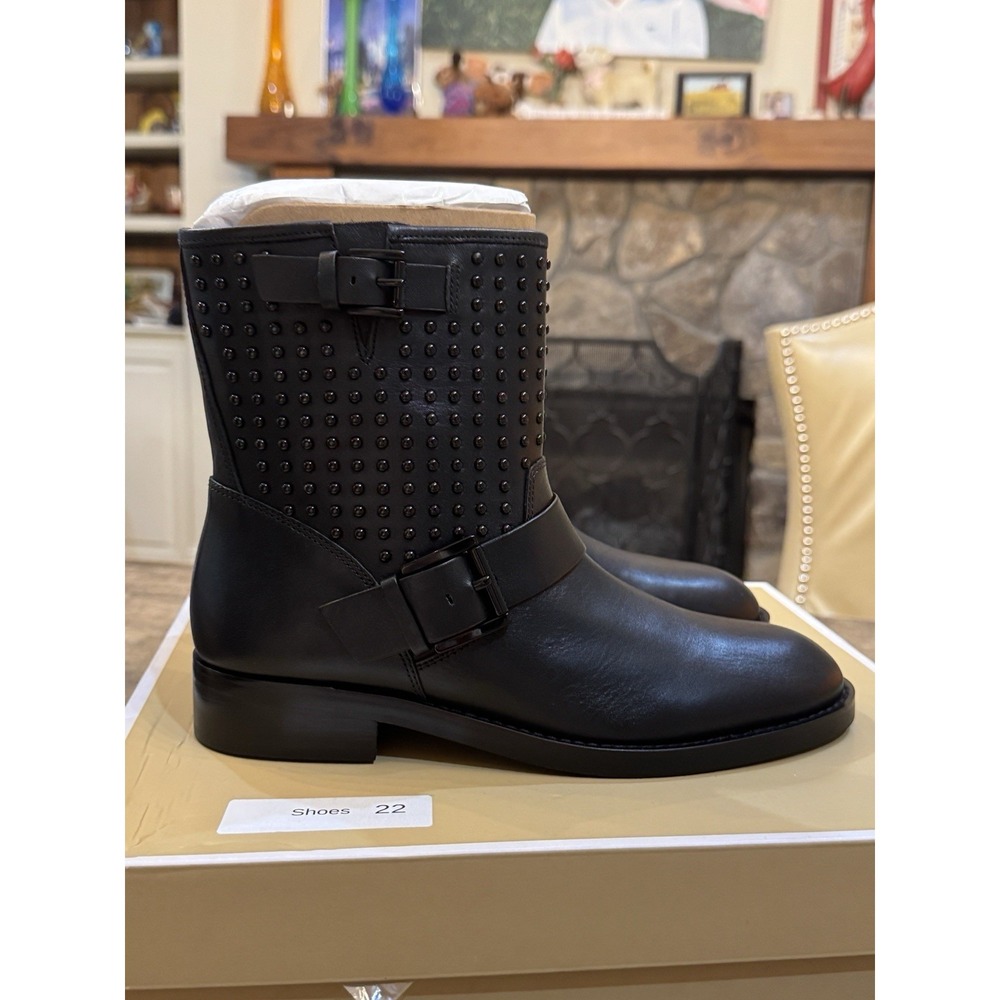 Michael Kors Reeves Studded Leather Moto Bootie size 6.5 Buckle - Picture 3 of 11
